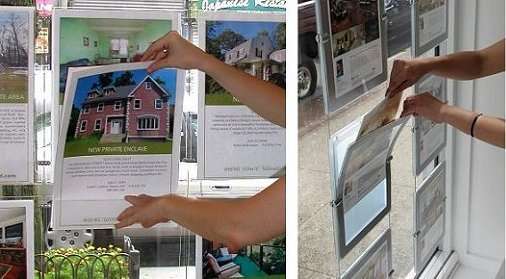 real estate window and wall display easy access